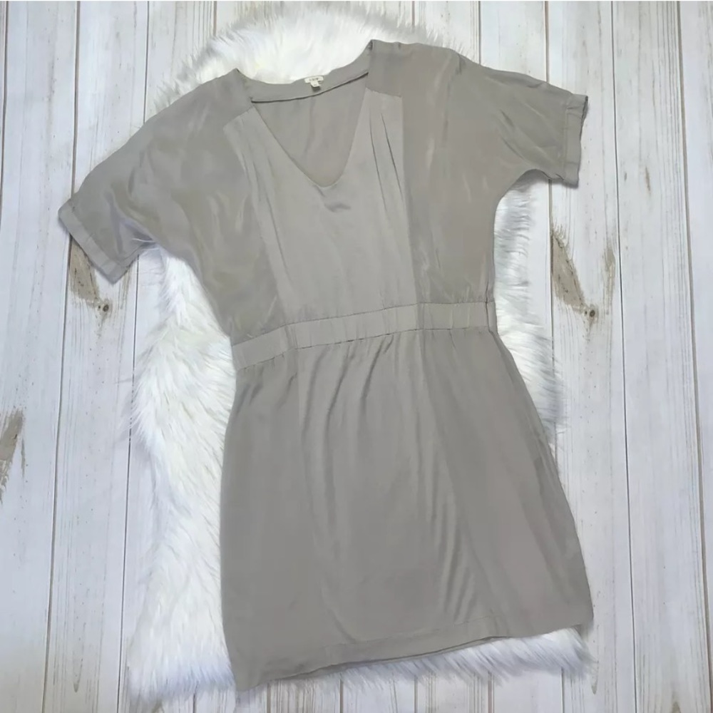 J. Crew Hideaway Dress Silk  Scoopneck Taupe Tan